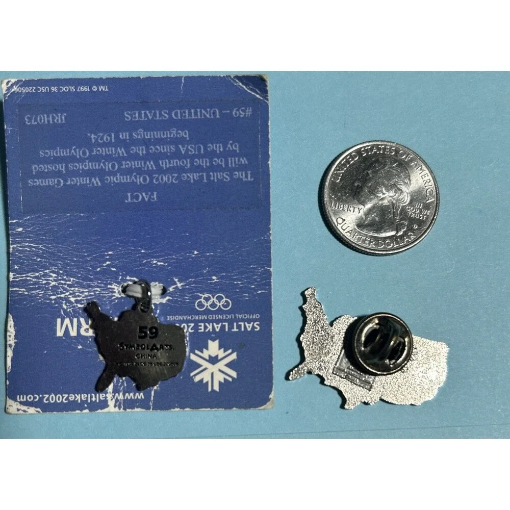 2002 Salt Lake City, Utah USA Red,White &Blue Olympic Charm and pin
